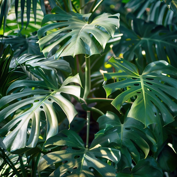 Sunlit Monstera Leaf Pattern