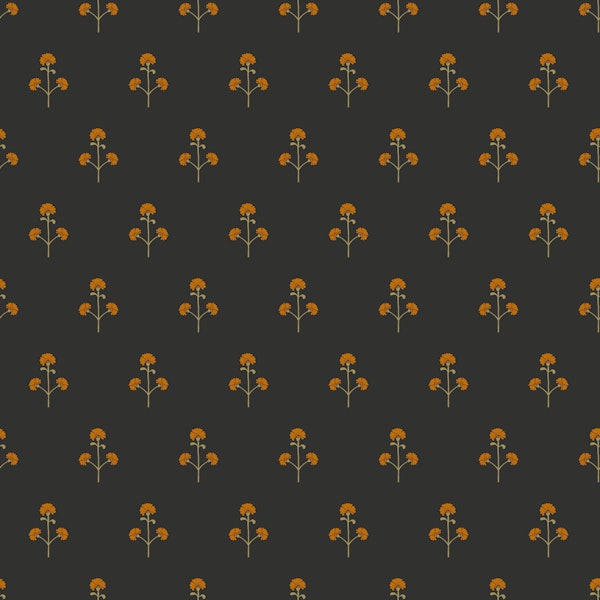 Block print small flowers - black