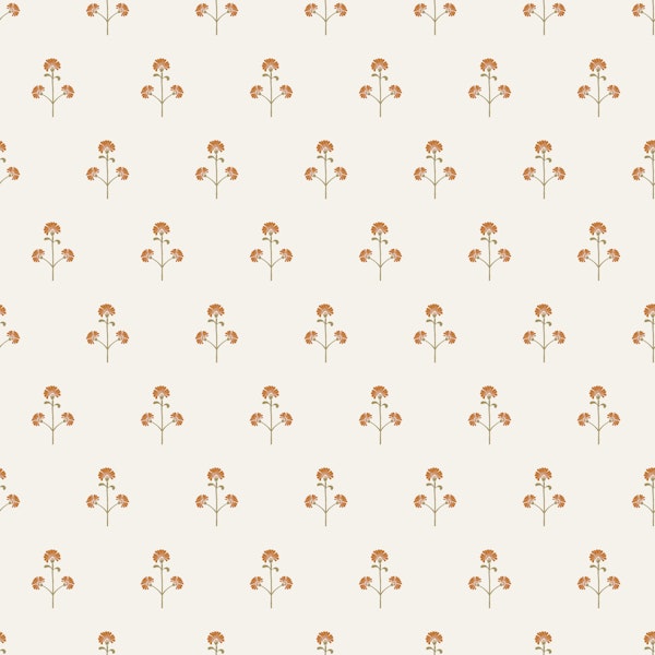 Block print small flowers - off white