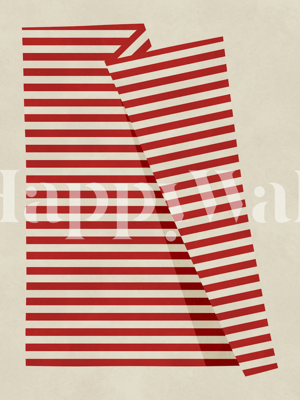 Red striped folded paper wallpaper in a room