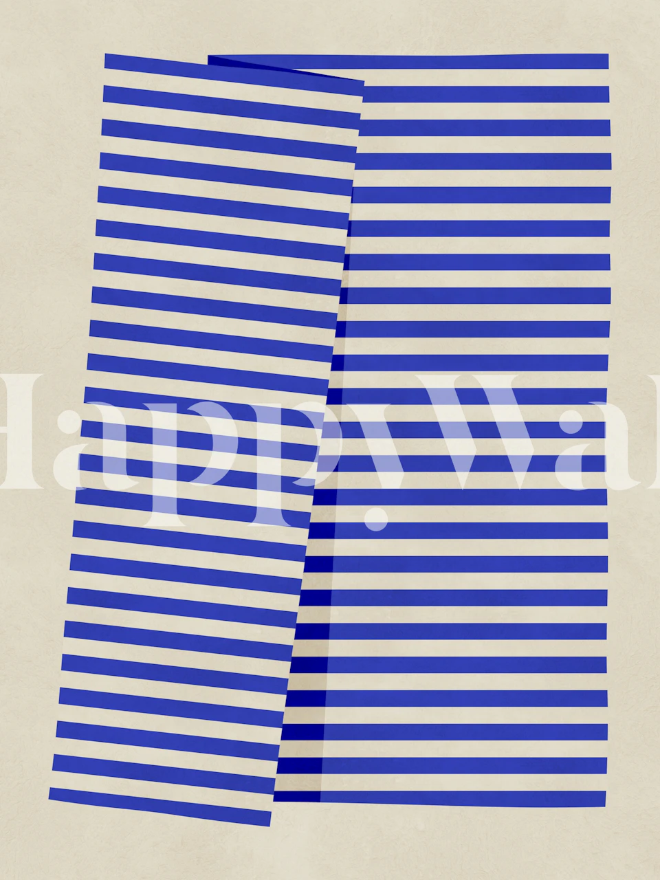 Blue striped geometric wallpaper in a room