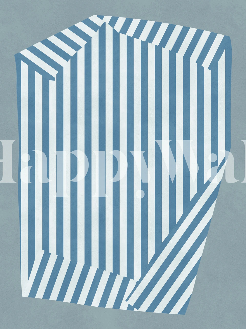 Blue white striped cuboid wallpaper in room