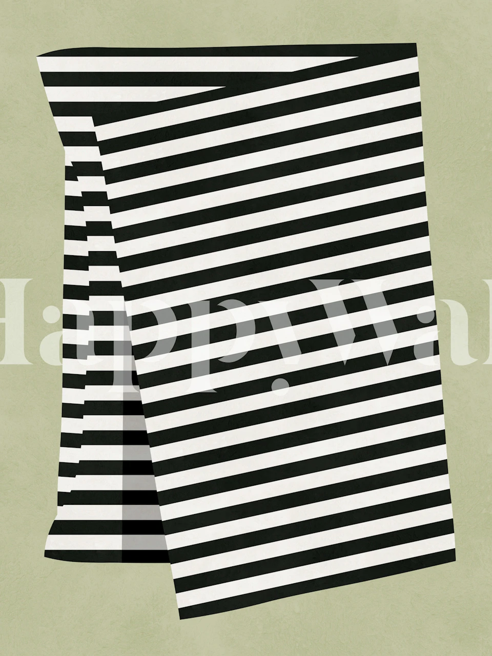 Black and white optical stripe wallpaper in room