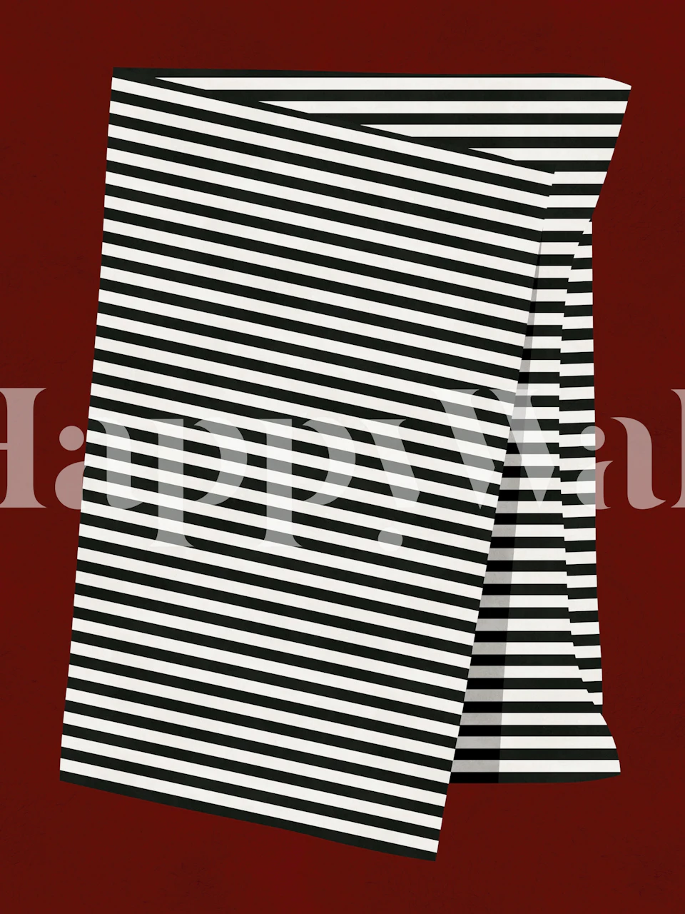 Black and white striped wallpaper in a room