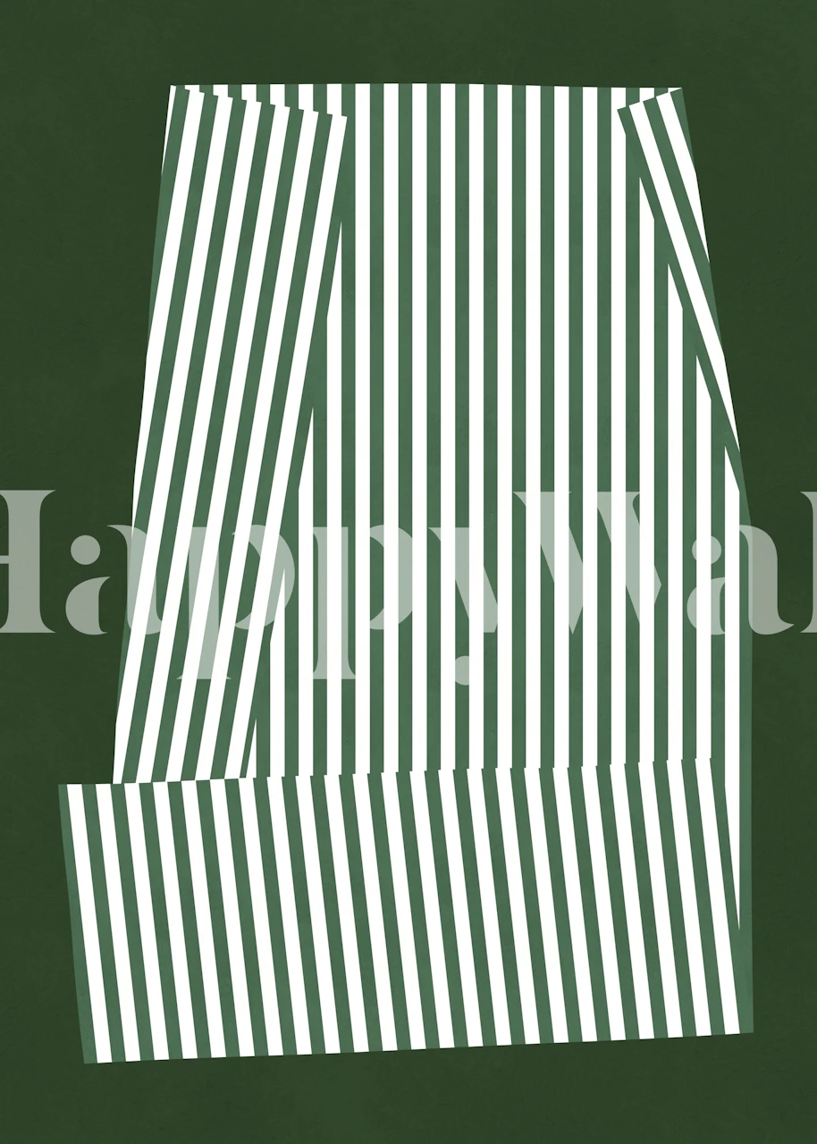Forest green striped wallpaper in modern room