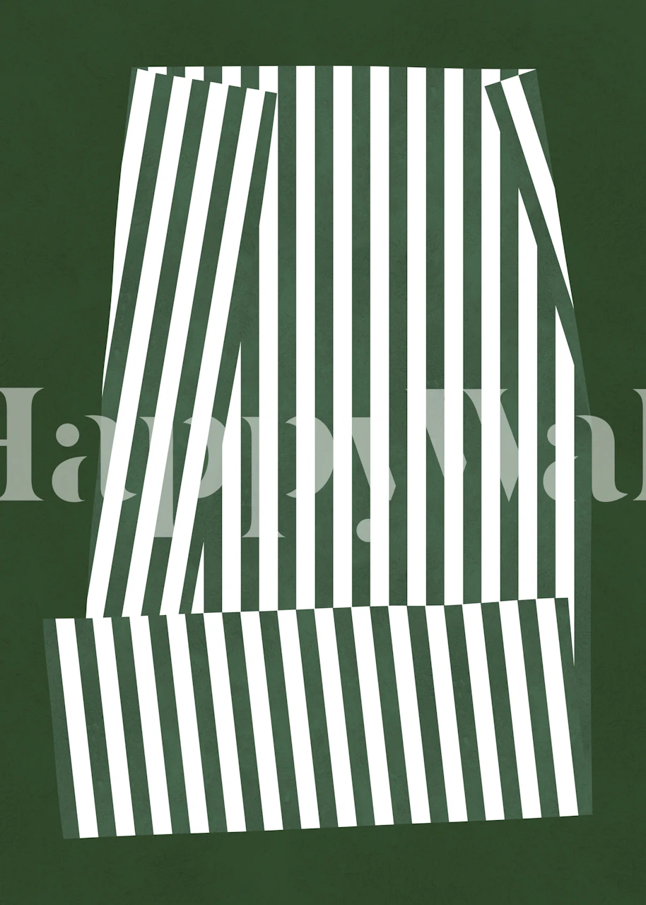 Forest green geometric striped wallpaper in room