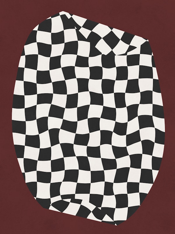 Wavy Checkerboard on Red