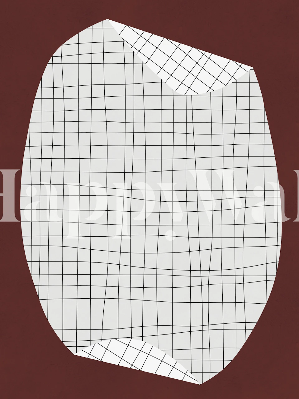 Abstract grid wallpaper in a red room