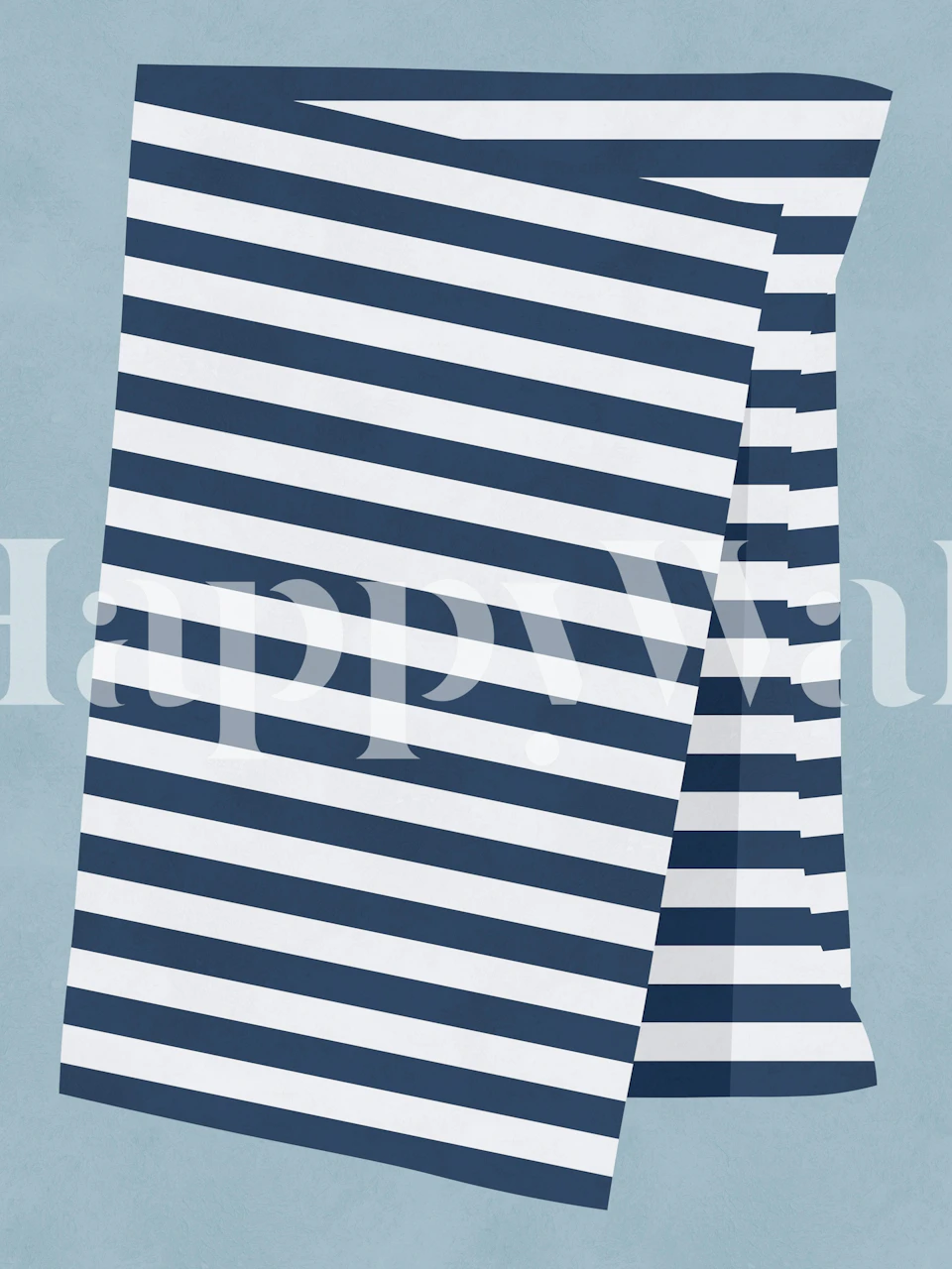 Navy and white diagonal striped wallpaper room