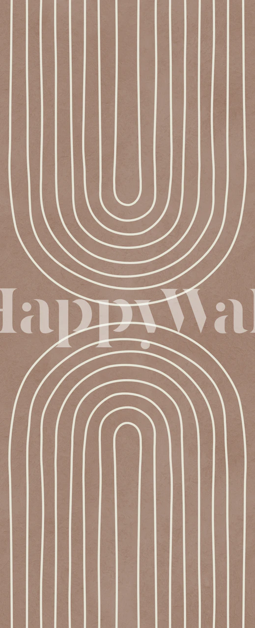 Terracotta arch line wallpaper in a modern room