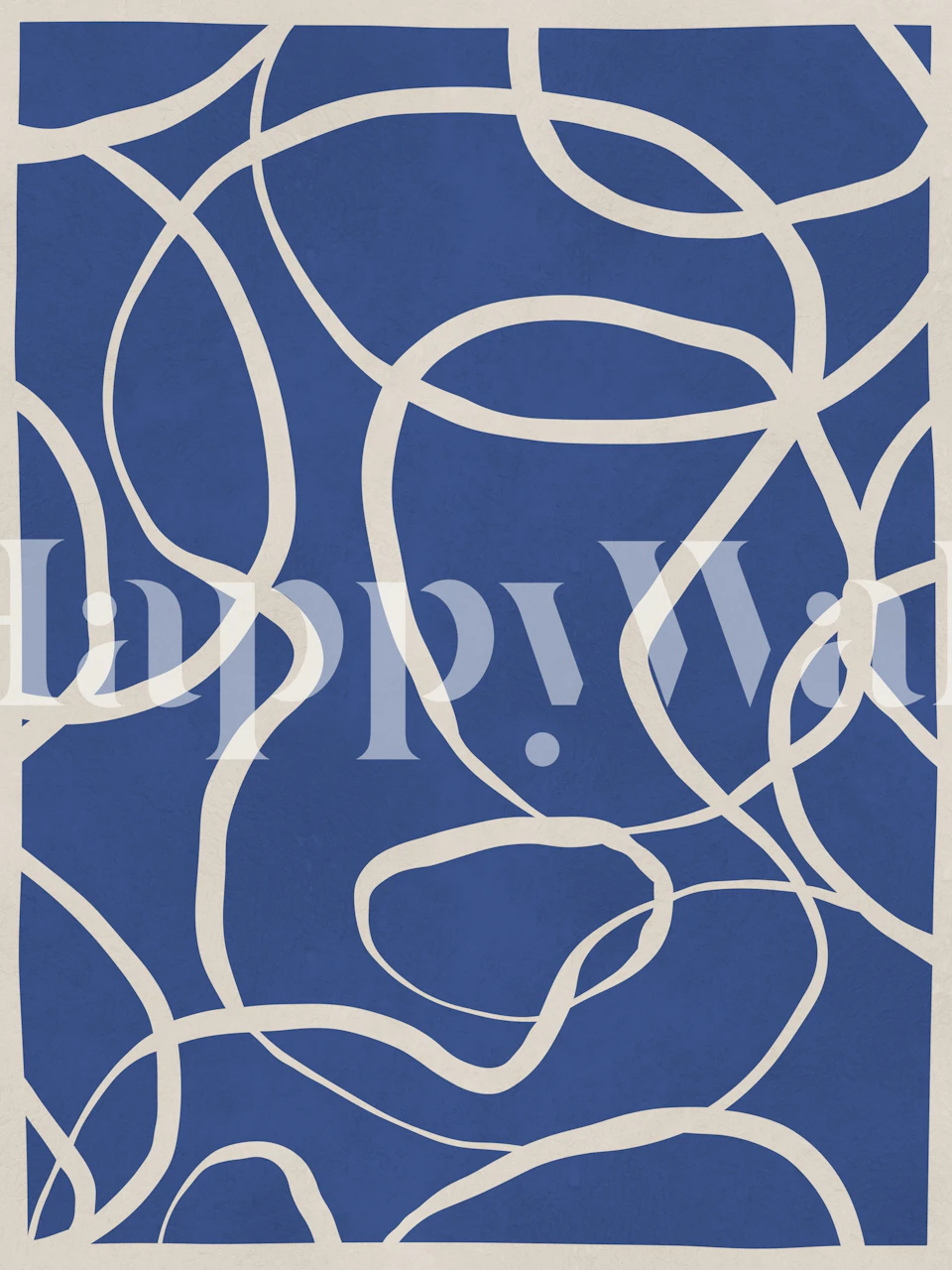 Cobalt abstract linework wallpaper in a room