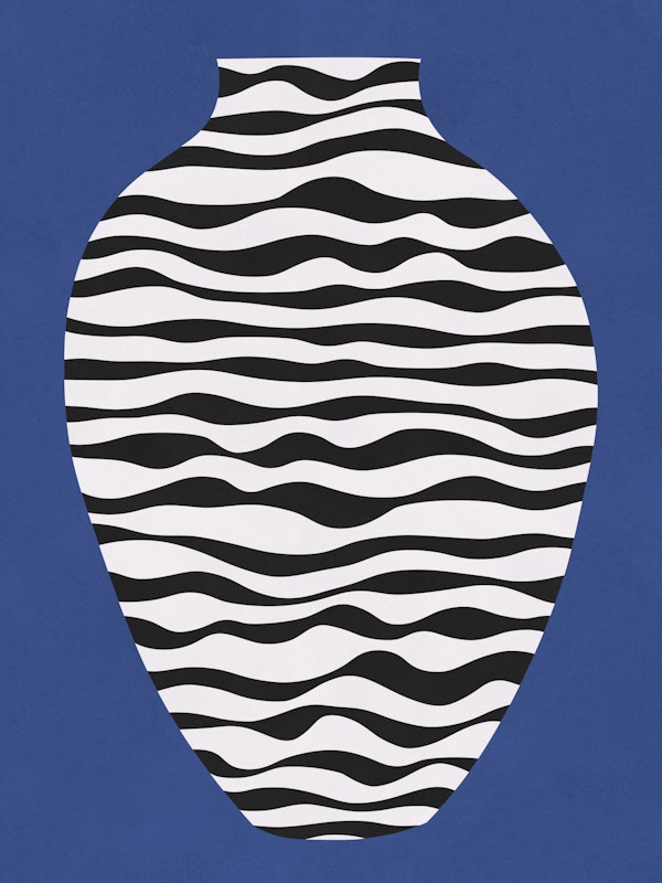 Zebra Wave Vase On Blue