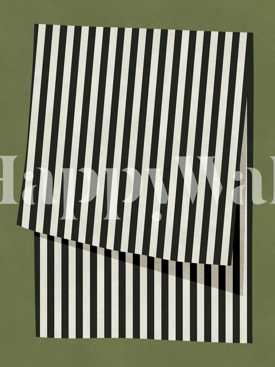 Black and white vertical stripe wallpaper in room