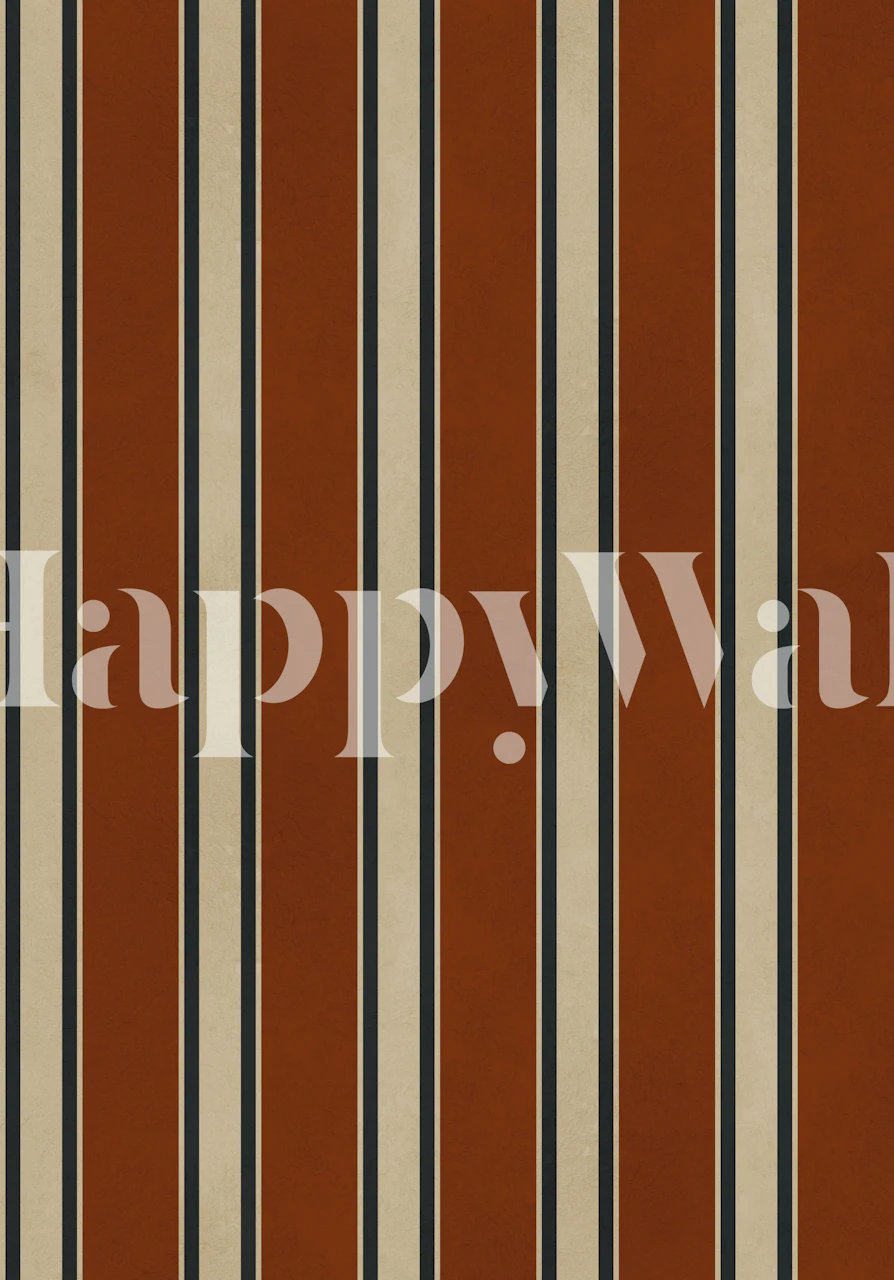 Rust orange striped wallpaper in a room