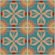 Art Nouveau Floral Tile Rust on Earthy Teal