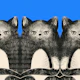Hand Drawn Cats Blue Wall Art