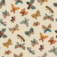 Afrohemian Butterflies on Warm Beige wallpaper