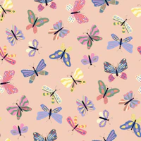 Coquette Butterflies on Pastel Blush Pink wallpaper