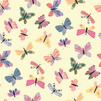 Cheerful Butterfly on warm Butter Yellow wallpaper
