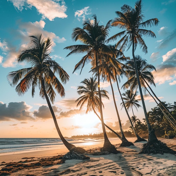 Tropical Palm Shore Sunset