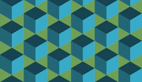 Patchwork tumbling blocks -metal navy green S tapet