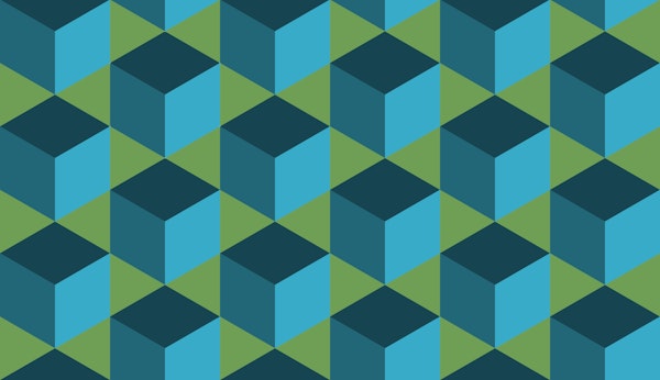 Patchwork tumbling blocks -metal navy green S