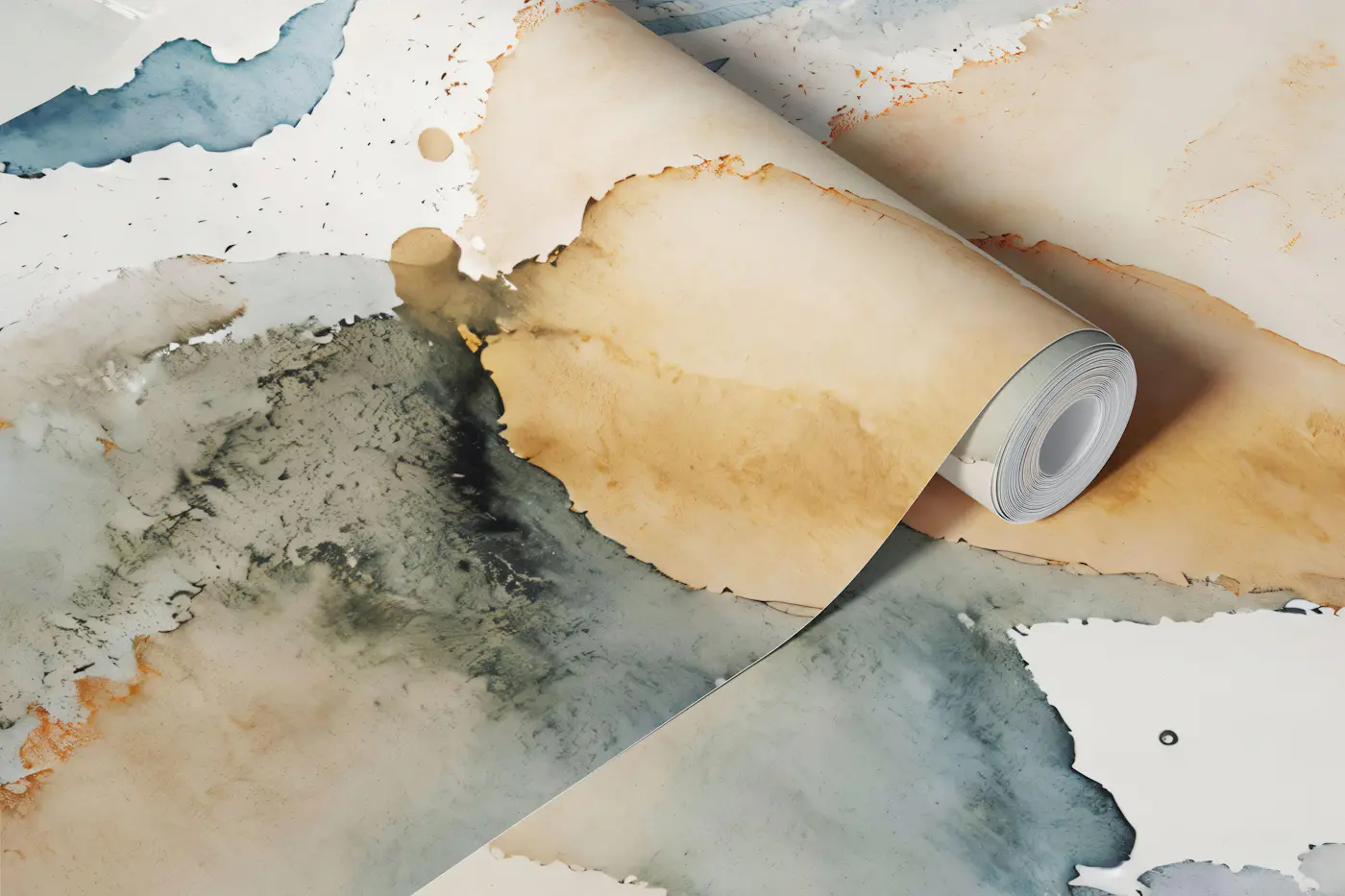 Soft Watercolor River Delta wallpaper roll
