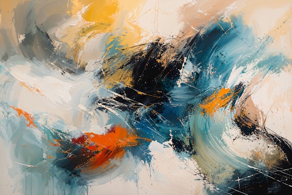 Teal and Amber Paint Storm