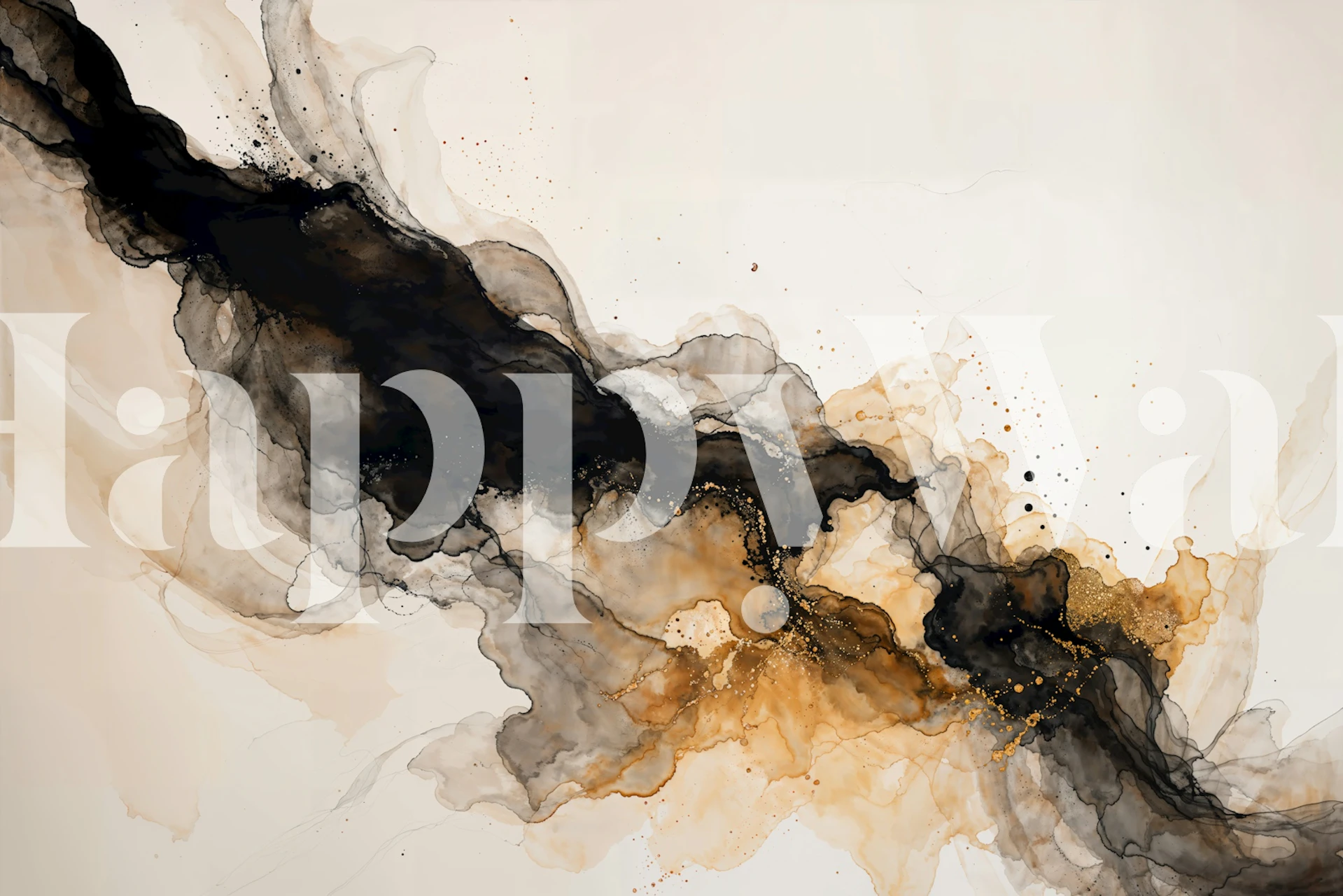 Abstract ink river wallpaper in a modern room