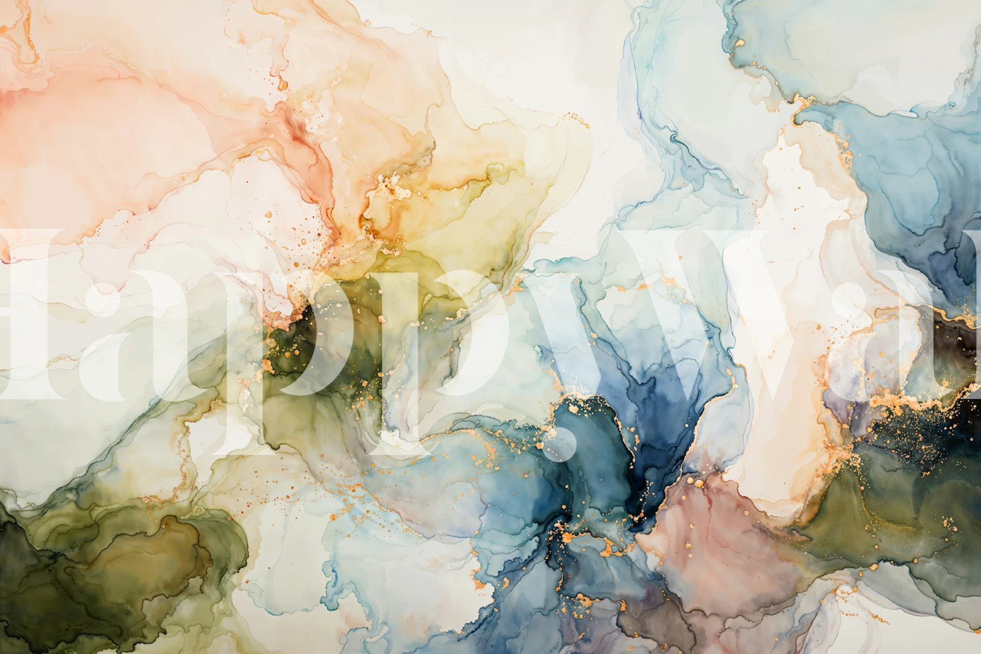 Pastel marble wallpaper in a soft modern room