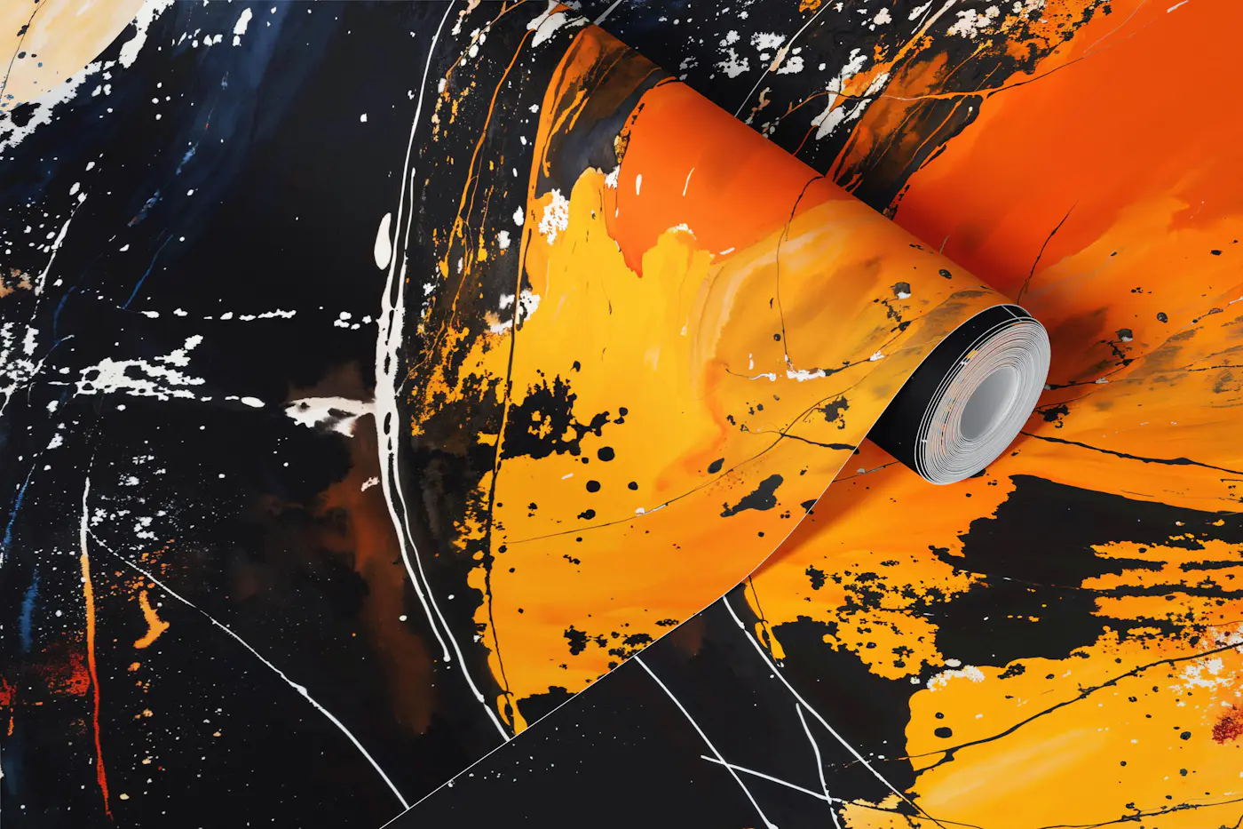 Orange Blue Abstract Splash wallpaper roll