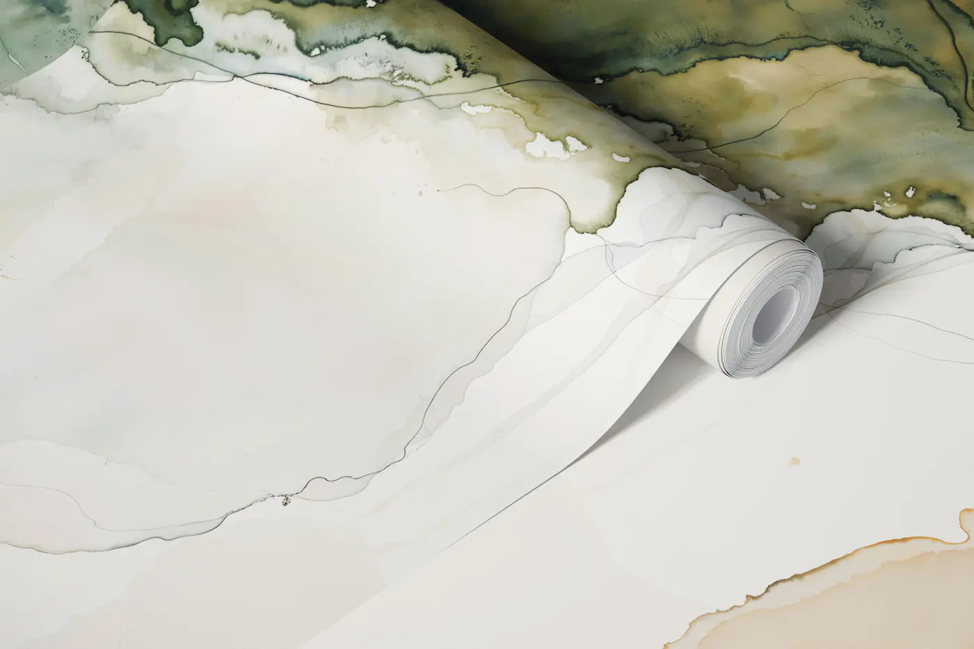 Sage And Sand Marble Swirl wallpaper roll