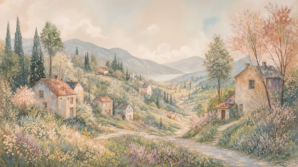 Sunlit Meadow Path in Spring