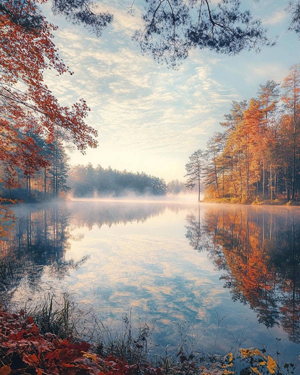 Autumn Forest Lake Reflection