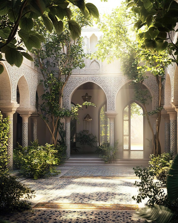 Sunlit Green Courtyard