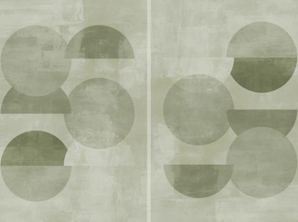 Neutral Green Abstract Geometry