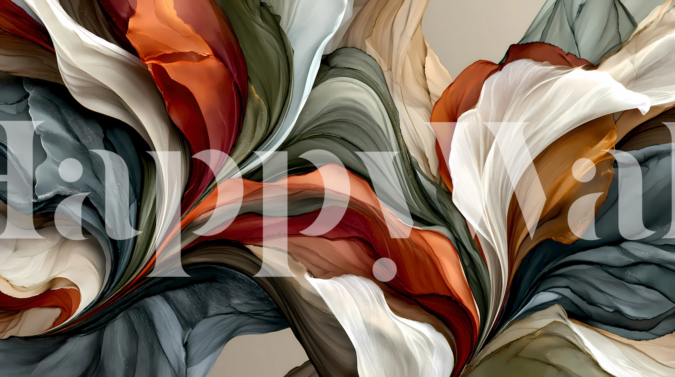 Warm terra cotta abstract wallpaper in a room