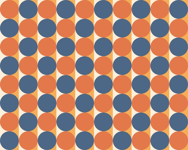 Retro Geometric Dots – Blue & Orange