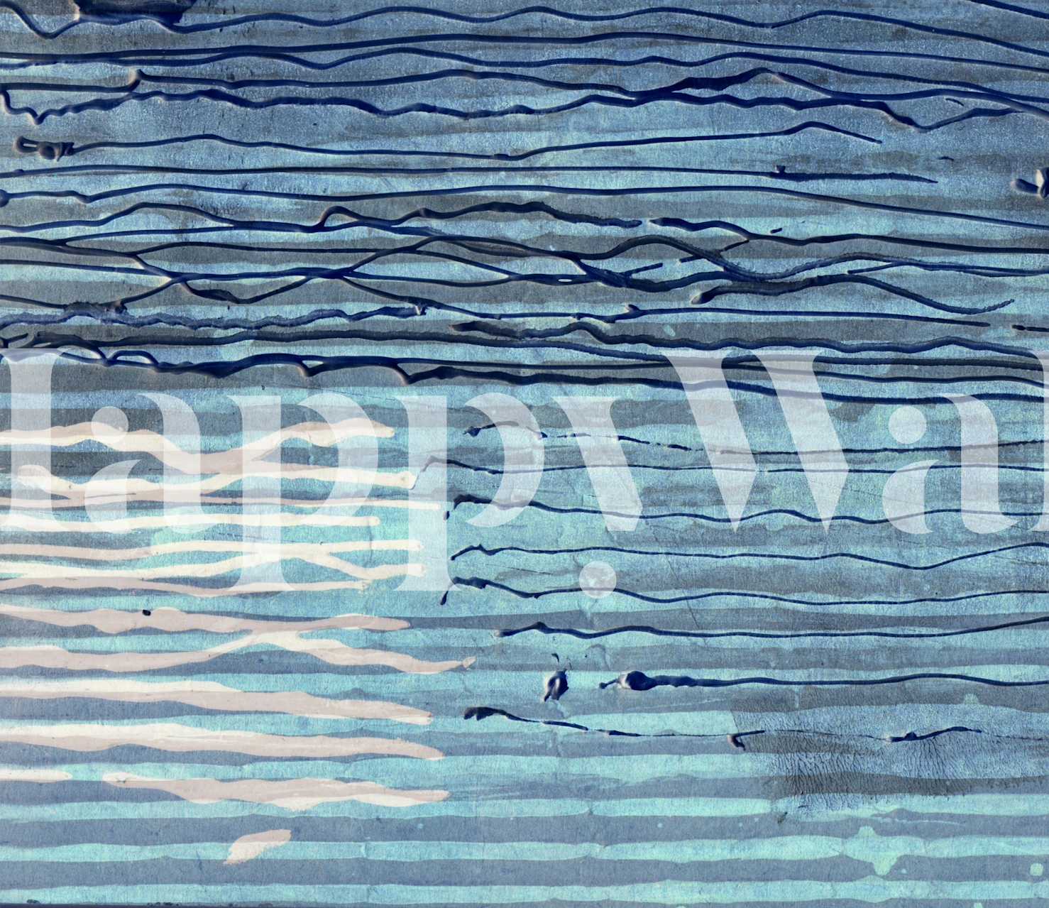 Indigo abstract line wallpaper in a blue room