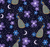 Peacock Garden Celestial Night Sky Floral tapet