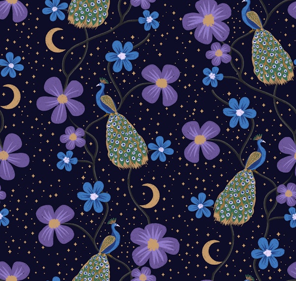 Starry Night Peacock Florals