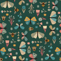 Country Whimsy Butterfly Meadow on Green wallpaper