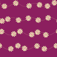 Retro Wavy Daisy Chain on Moody Deep Plum tapet