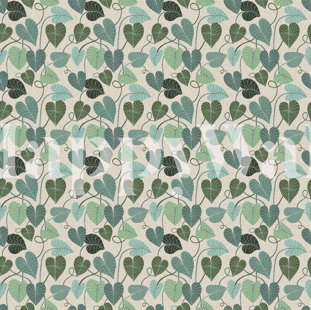 Design de papel de parede Small Leaf em um quarto