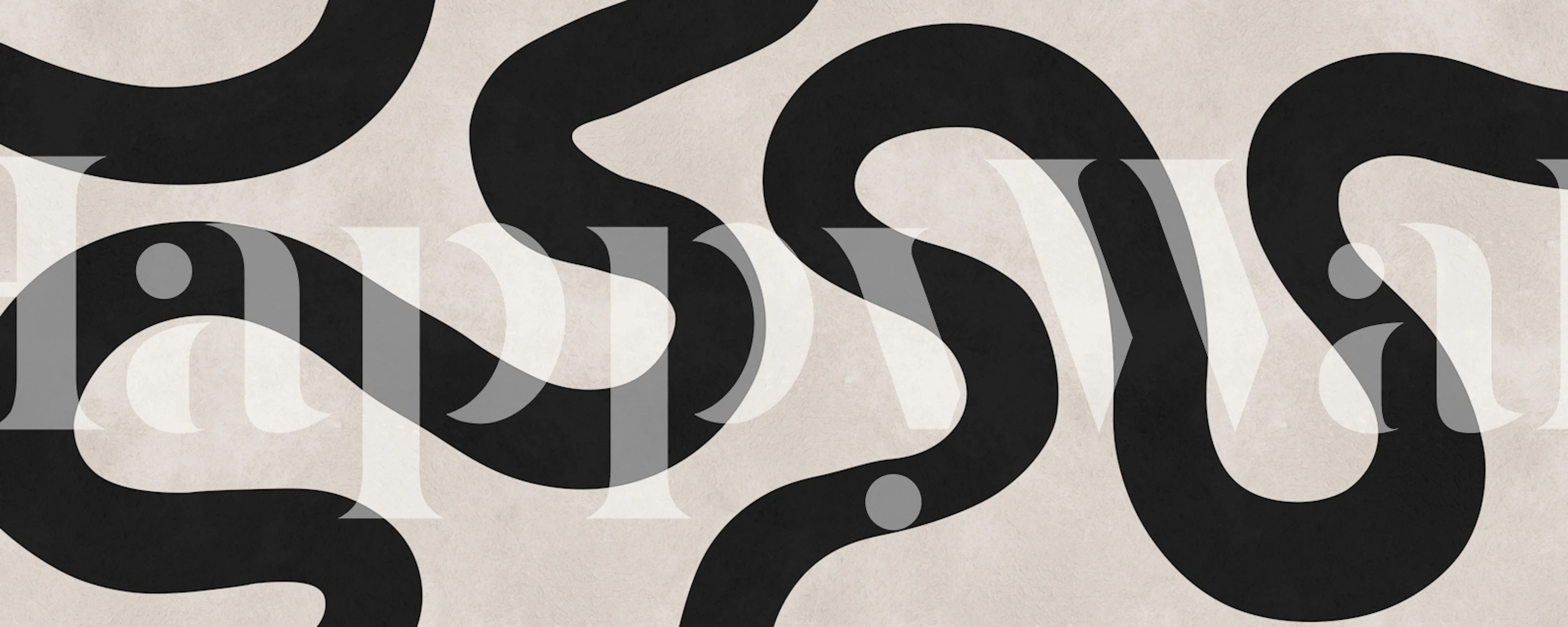 Black wavy line wallpaper in a modern room
