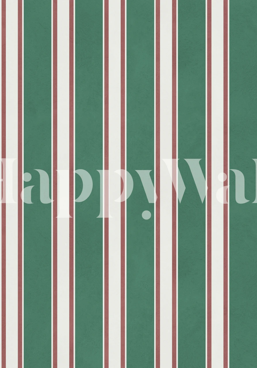 Vintage teal striped wallpaper in a room