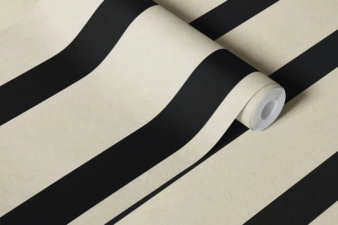 Bold Black Beige Stripes wallpaper roll