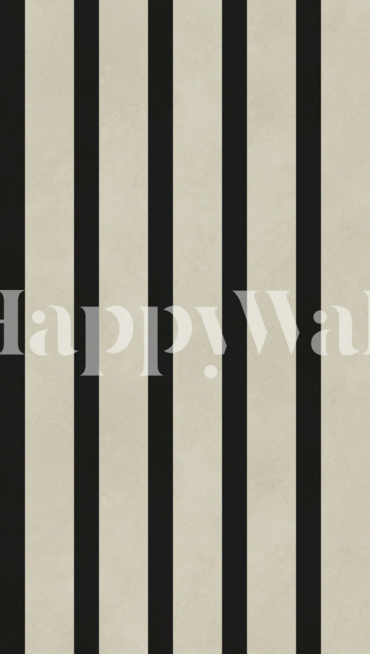 Black and beige striped wallpaper in a room