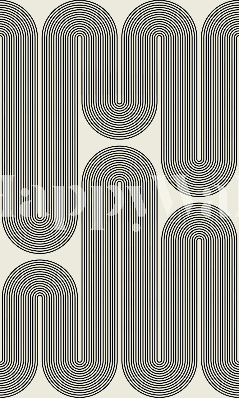 Retro groove lines wallpaper in a modern room