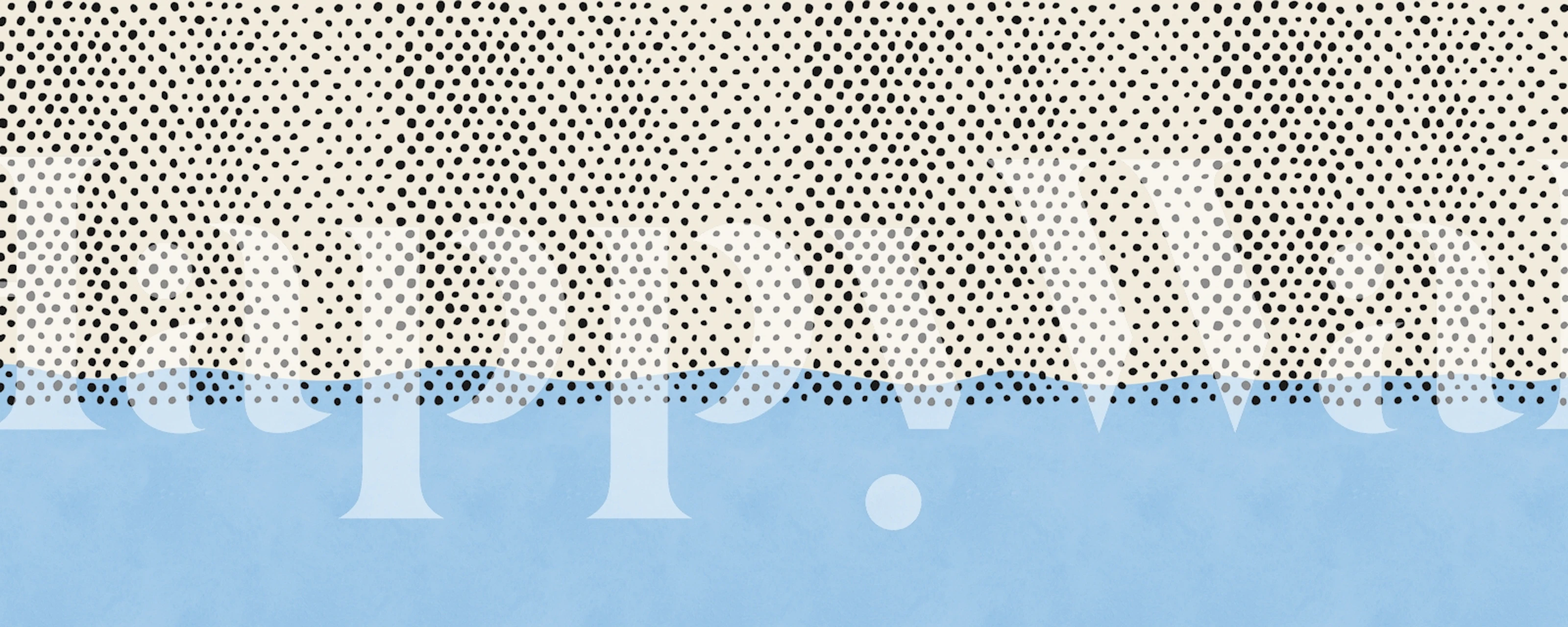Blue dot wallpaper in a room with beige and blue tones